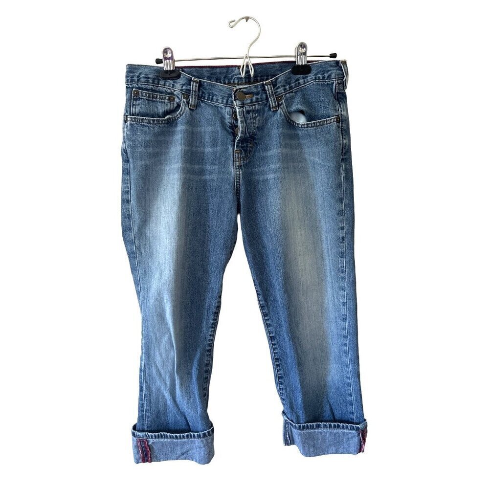 Abercrombie and Fitch jeans women's 8 blue roll over button fly cropped